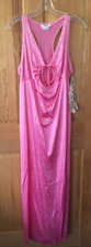 NWT VTG VANITY FAIR SILKY NYLON KEY HOLE LONG NIGHT GOWN S HOT PINK PEPPERMINT