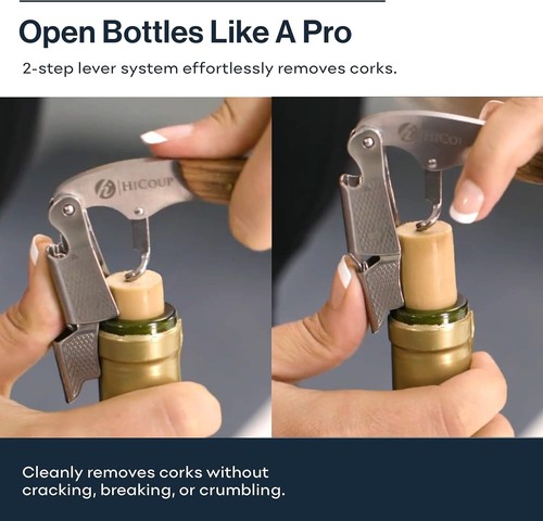 Hicoup Wine Opener Rosewood - Professional Corkscrews for Bottles w/Foil Cutter - Picture 2 of 5