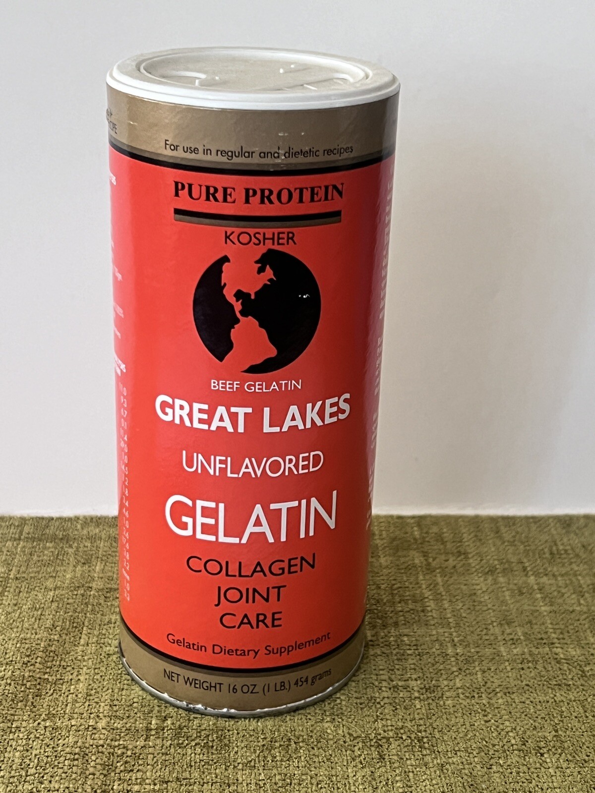 Fresh Great Lakes Beef Gelatin, Unflavored, Kosher, 16 Oz Collagen