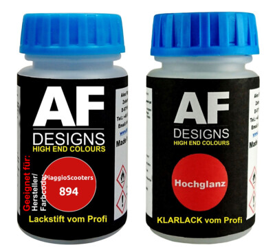 Lackstift Set für PiaggioScooters 894 Rosso Dragon + Klarlack je 50ml Motorradla
