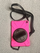 Pink Tablet Case With Stand, Hand Strap And Shoulder Strap