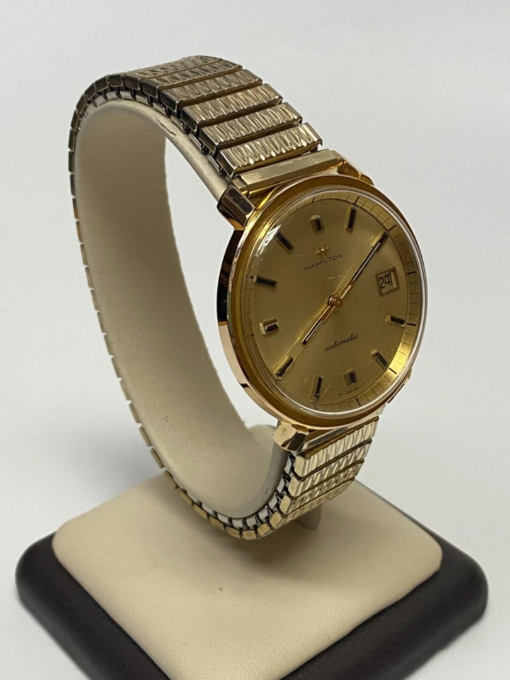 Vintage Hamilton Relógio de Pulso Banhado a Ouro Anos 70 Automático Dateline 64029-4 - Imagem 4 de 4