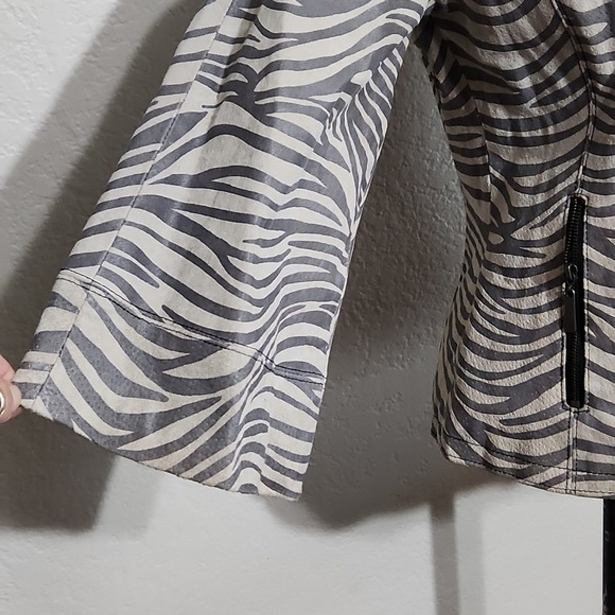 LAL Live A Little Zebra Striped Leather Flared & Qtr. Length LAL Live A Little Zebra Striped Leather Flared & Qtr. Length