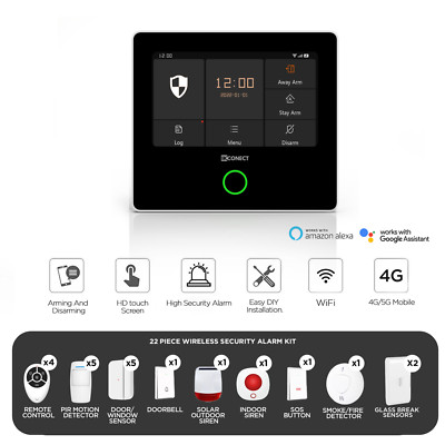 Drahtlose 22 Stück Home Security Alarm 4G WiFi Smart Einbrecher Einbruch Feuer System