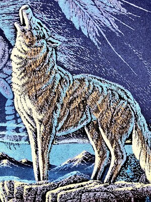 絵画 Velvet Tribal Howling Wolf Spirit ~SANCHEZ Velvet Painting ~Mexico