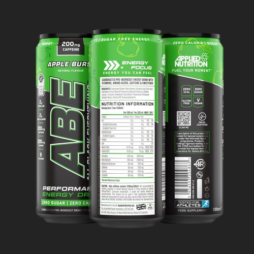 ABE Pre Workout Energy Drink Vitamins Amino Acids Caffeine Zero Sugar 12 x 330ml - Picture 12 of 60