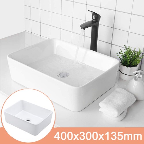 Bathroom Ceramic Basin Counter Top Hand Wash Vanity Sink White Rectangle 400mm