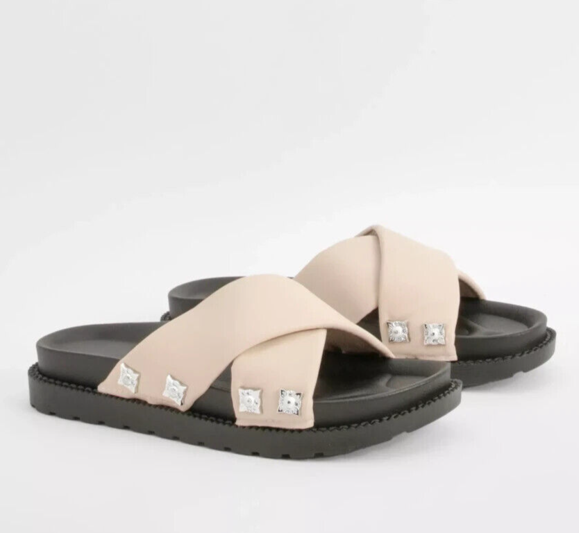 SAOLA SANDALI DONNA NUDI NERI SUOLA GROSSA CIABATTE CIABATTE FLATFORM SLIP ON