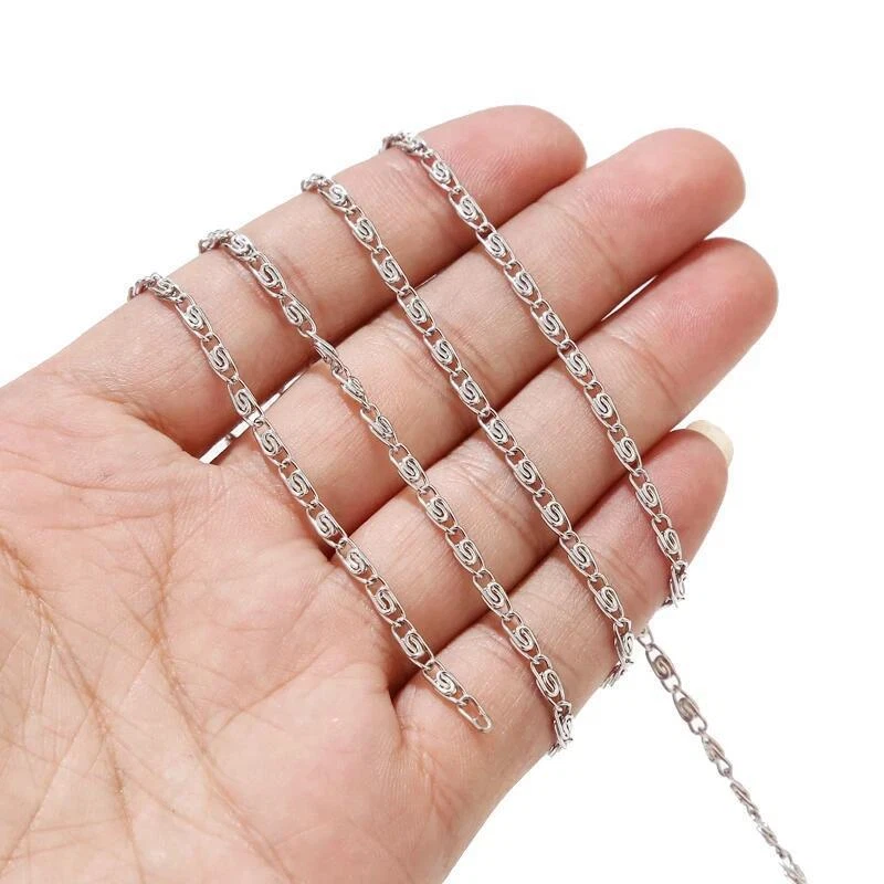 Cadenas para hacer joyas hágalo usted mismo de acero inoxidable plateado de 10 metros/rollo de 2,8 mm Foto 4 de 4