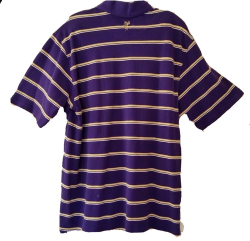 Ashworth Whittier College Logo Mens Polo Shirt Cotton Purple Gold Striped Small - Picture 4 of 10