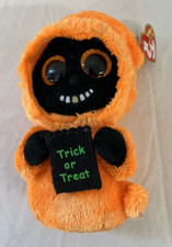 Ty Beanie Baby Boos Halloween Grinner the Ghoul Grim Reaper Plush Orange