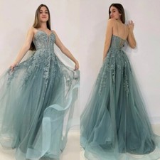 Sparkling Evening Dresses Spaghetti Straps Prom Event Dress Lace Appliques