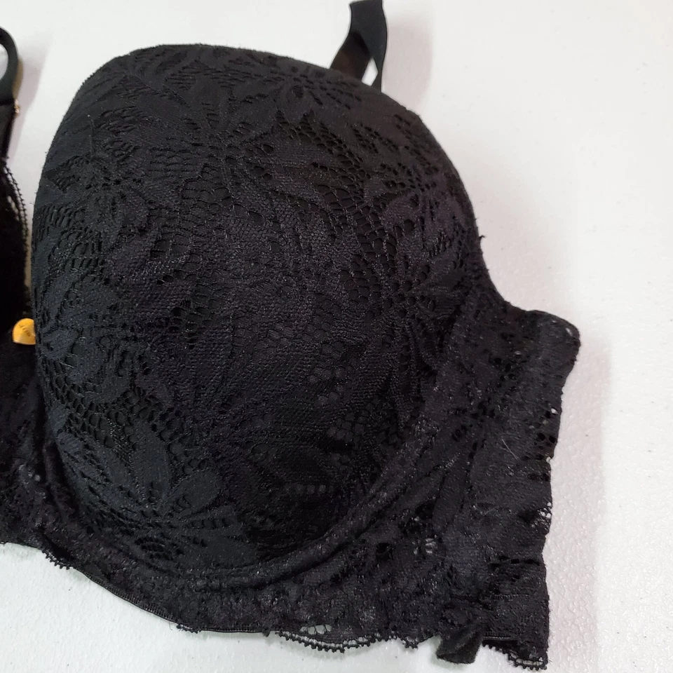 Sujetador Juicy Couture para mujer 38D negro ligeramente forrado con aros correas ajustables de encaje Foto 3 de 4