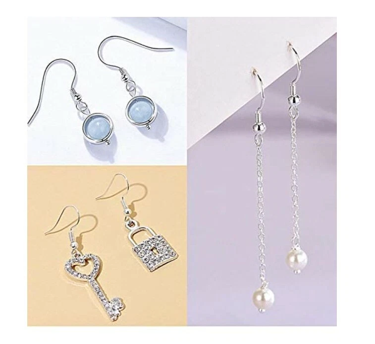 Ganchos para pendientes de plata de ley 925 para hacer joyas kit de suministros 120 piezas y 60 pares Foto 4 de 4