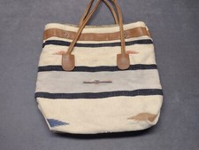 Vintage Swafford Originals Leather Handle Rug Bag Purse USA Made