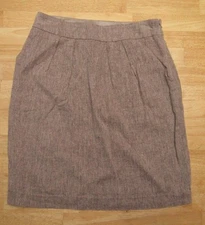 Anthropologie Tabitha Brown Linen Cotton Blend Tweed Pleated Pencil Skirt Size 2