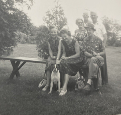 1960 Women Holding Petting Small Dog Puppy Pet Men Bench Original Photo P12r20