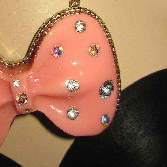 BETSEY JOHNSON BLING LARGE PINK BOW NECKLACE | eBay