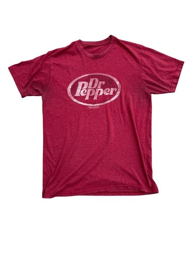 Dr Pepper Graphic T-Shirt Red Short Sleeve Crew Neck Soft Cotton Blend Unisex Si