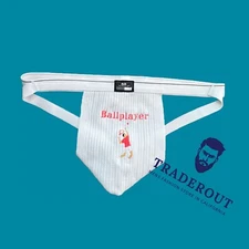 Custom Embroidery Ball Player logo Men white Jock  jockstrap underwear H.E.Arts