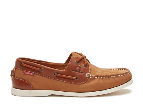 Chatham Mens Leather Slip On Boat Shoes Gaff II G2 Chestnut 39-48