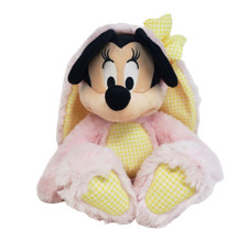 DISNEY STORE MINNIE MOUSE PINK YELLOW EASTER BUNNY 14" STUFFED ANIMAL PLUSH TOY