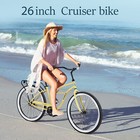 Women's Beach Bike Single Speed Bicycles Steel Frame 26" Rear Brakes Yellow