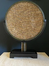 Vintage Art Deco Style Patinated Crackle Disc with Stand
