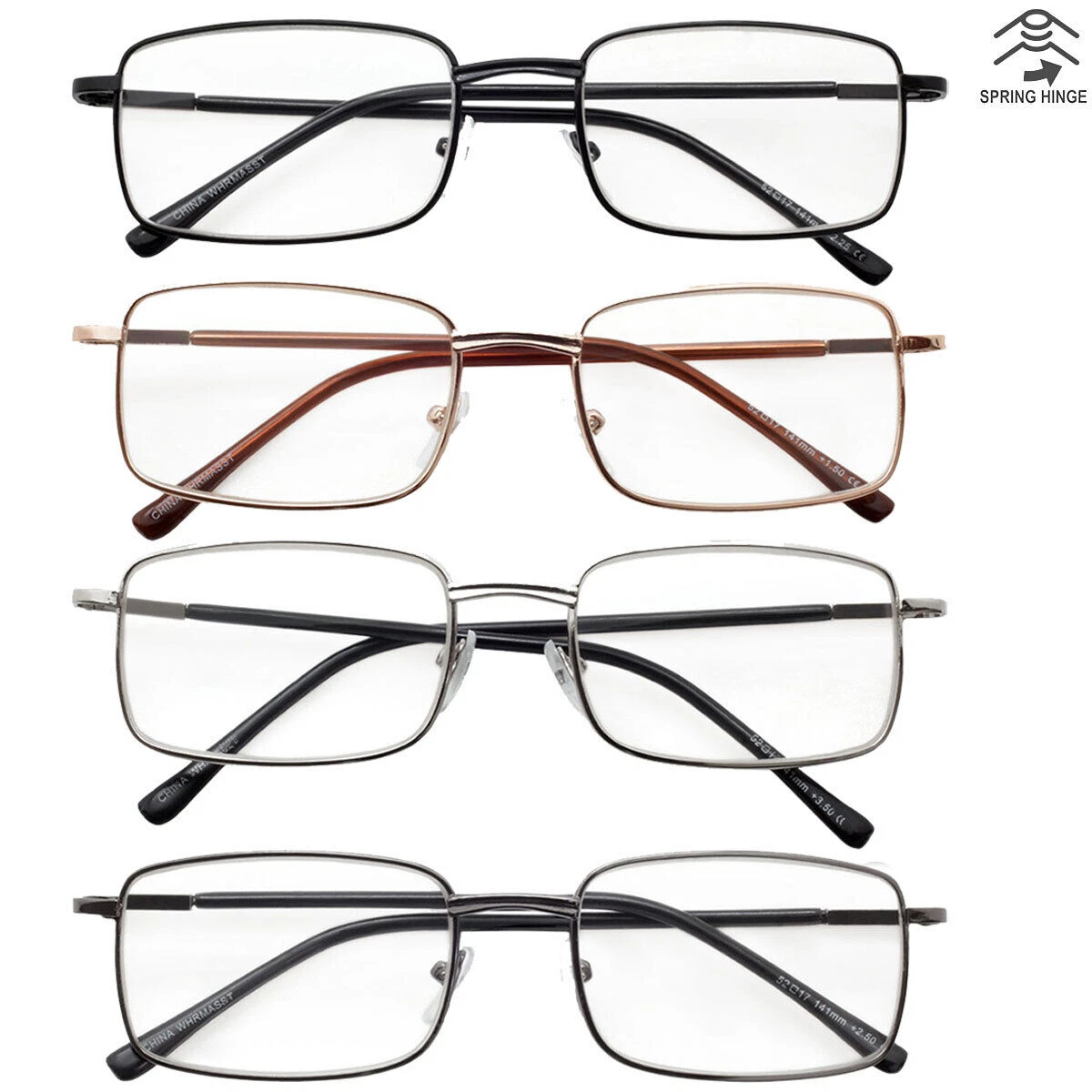 4 Gafas de Lectura para Hombre Mujer Marco de Metal Anteojos
