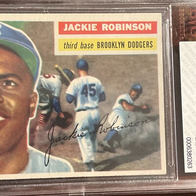 1956 Topps Jackie Robinson #30A BVG 5.5 (EX+) Grey Back SUPER HIGH