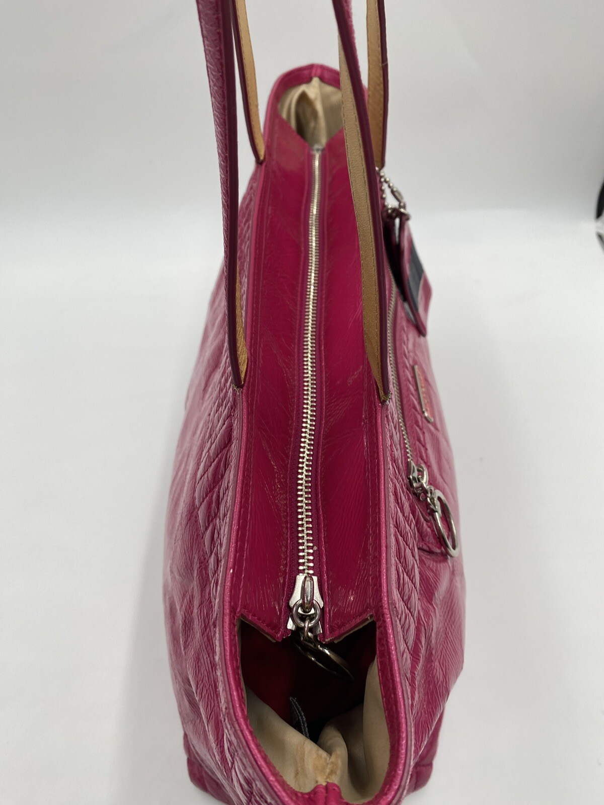 COACH Raspberry Leather Medium Shoulder Hand Zipp… - image 6