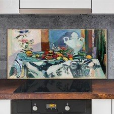Vetro Temperato Splashback Cucina Natura Morta Blu 120x60 Resistenza al Calore