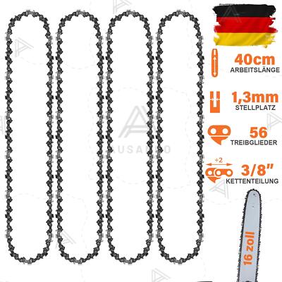 4x Sägekette 16'' 40cm 56TG 3/8'' 1,3 mm für Kettensäge Stihl Dolmar Einhell Bosch