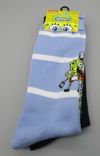 CENTRIC Sock 10-13 Men's 2 Pair Blue SpongeBob SquarePants Casual Crew Socks