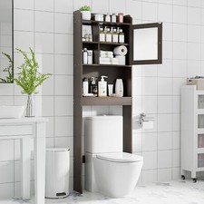 Over The Toilet Adjustable Storage Organizer Shelf Space Saver Bathroom Brown