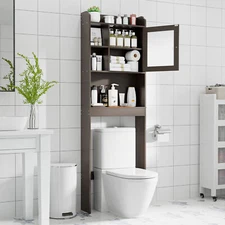 Over The Toilet Wood Storage Cabinet Space Saver Organization Bathroom Brown