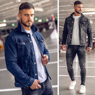 Jeansjacke Sweatjacke Jacke Übergangsjacke Casual Motiv Herren BOLF Unifarben