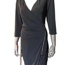 EXPRESS Women's Black Dress Neckline Drape To Zipper, Size S