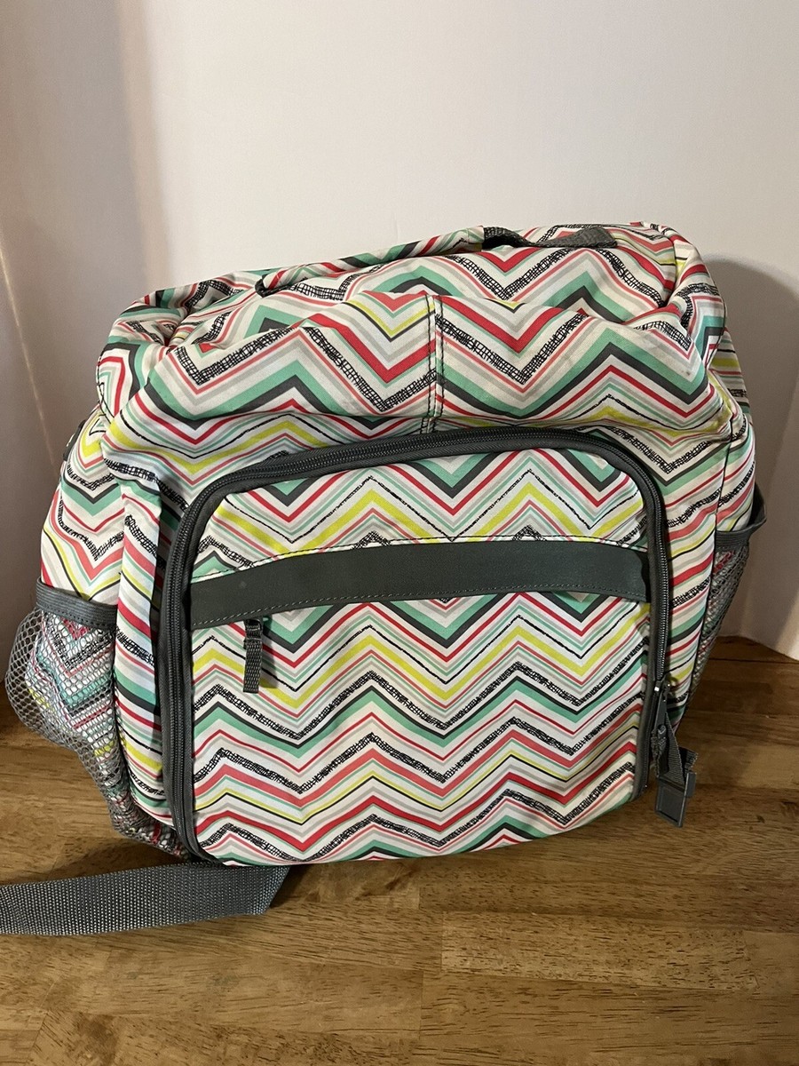 THIRTY-ONE 31 Camera Diaper Bag Backpack Chevron Pink Teal
