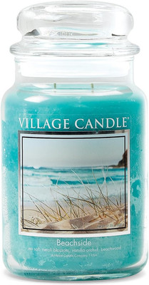 Village Candle Beachside Large Glass Apothecary Jar Scented Candle, 21.25 Oz, Li