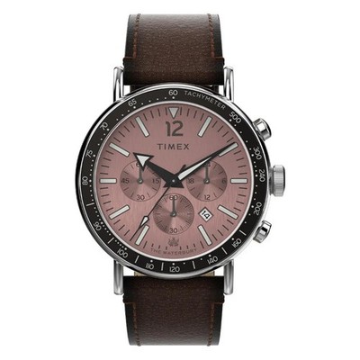 Timex Waterbury Chronograph Quarz braunes Zifferblatt Lederband Uhr TW2W47300