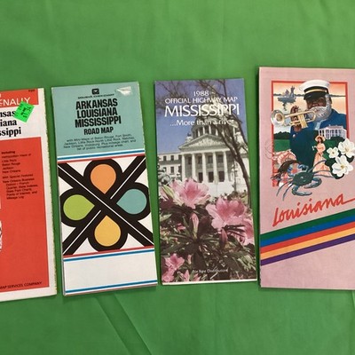 Arkansas, Louisiana, Mississippi Maps, Lot of 4, Rand Mcnally, Gousha, Vintage