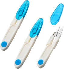 3 Pcs U Shaped Portable Scissors 4 Inch Blue Sewing Scissors with Safety Covers