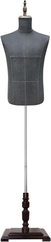 Male Dress Form, Troso Body with Wooden Stand, Adjustable Height Clothing Man...