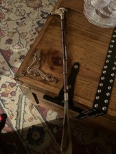 BAMBOO 20  SHOEHORN - HANDLE IS WHIPPET DOG w/ HAT ON - LEATHER HANGING LOOP