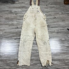 VTG Carhartt Overalls Mens 40x34 Carpenter R01 BRN Canvas Bib Double Knee USA