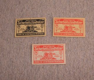 3 alte deutsche Zündholzetiketten Kanone