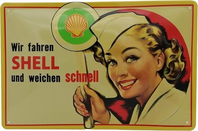 Shell Öl Tankstelle geprägtes Blechschild US Vintage Diner Style Retro Garage