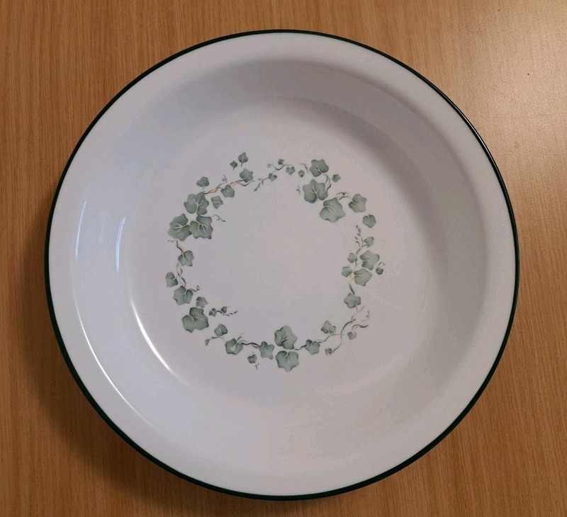 Vintage Corning Corelle Callaway Green Ivy Rare 10 1/4" Pie Plate Pan W Flat Rim