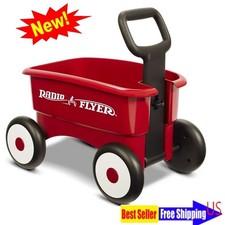 2-in-1 Play Wagon Push Walker Red Toddler Toy Storage Space Walker Pull Wagon